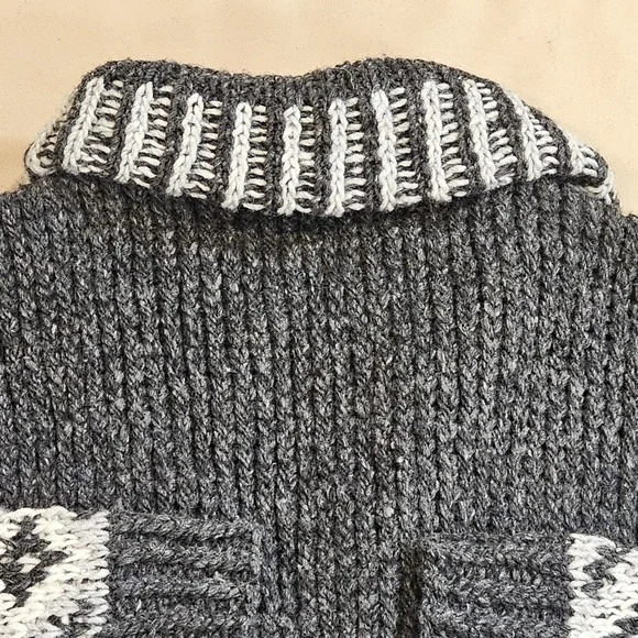 Camp Kitschy Knit Gray Chunky Wool Open Front Belt Starsky Cardigan Size 52 NWT